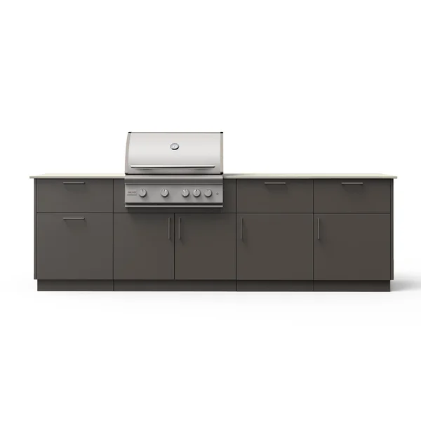 Blaze High Noon 10-Ft Outdoor Kitchen Island w/ 32-Inch LTE+ Natural Gas Grill in Gunmetal w/ Aeris Countertop
