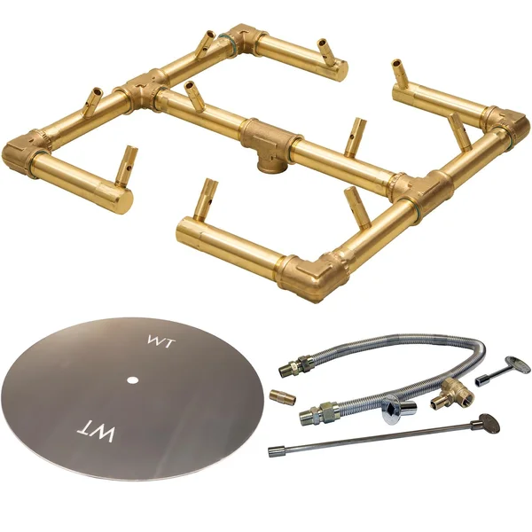 Warming Trends 24-Inch Round Propane Fire Pit Burner Kit W/ 13-Inch Original CROSSFIRE Brass Burner - Match Light Ignition - CFB120LPALPL24CFK1