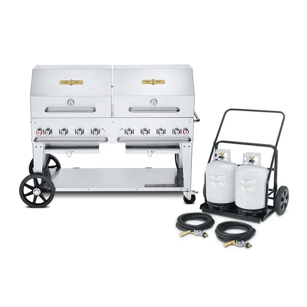 Crown Verity 60-Inch Mobile Grill & Propane Cart W/2 Roll Domes- CV-MCC-60RDP