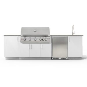 Urban Bonfire Cove 40 Outdoor Kitchen w/ Blaze LTE Propane Grill, Sink, Refrigerator, Keon Dekton Countertop & Chantilly Finish - B-Cove-40-Blaze-Keon-Chantilly