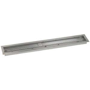 BBQGuys Signature 48 X 6-InchStainless Steel Linear Drop-In Fire Pit Pan W/ Built-In Propane Gas H-Burner - SS-LCB-48-LP