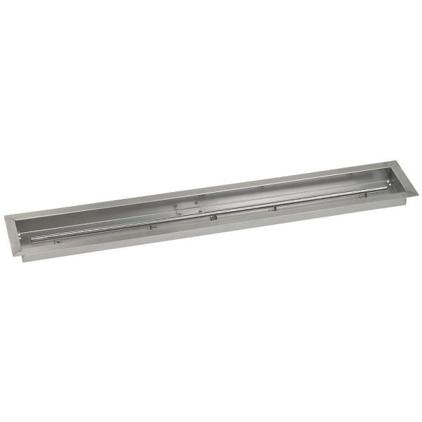 BBQGuys Signature 48 X 6-InchStainless Steel Linear Drop-In Fire Pit Pan W/ Built-In Propane Gas H-Burner - SS-LCB-48-LP