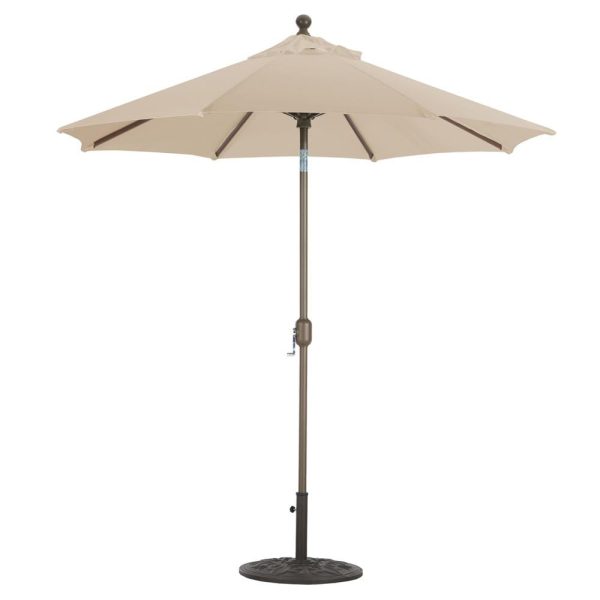 Galtech 7.5 Ft. Octagonal Aluminum Patio Market Umbrella W/ Crank Lift And Deluxe Auto Tilt - Antique Bronze Frame W/ Sunbrella Canvas Camel Canopy