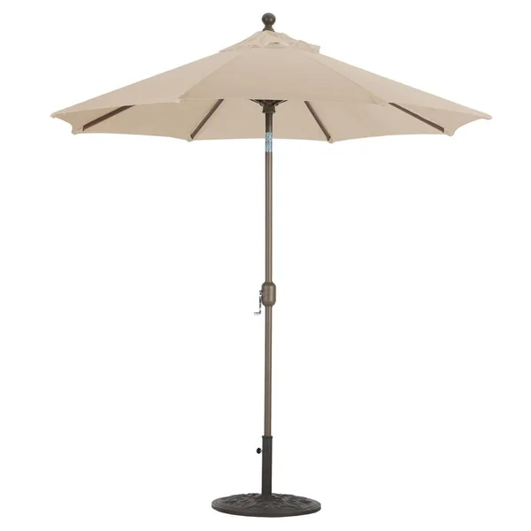 Galtech 7.5 Ft. Octagonal Aluminum Patio Market Umbrella W/ Crank Lift And Deluxe Auto Tilt - Antique Bronze Frame W/ Sunbrella Canvas Camel Canopy