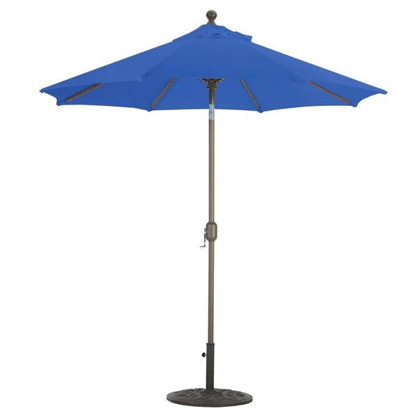 Galtech 7.5 Ft. Octagonal Aluminum Patio Market Umbrella W/ Crank Lift And Deluxe Auto Tilt - Antique Bronze Frame W/ Sunbrella Canvas True Blue Canopy