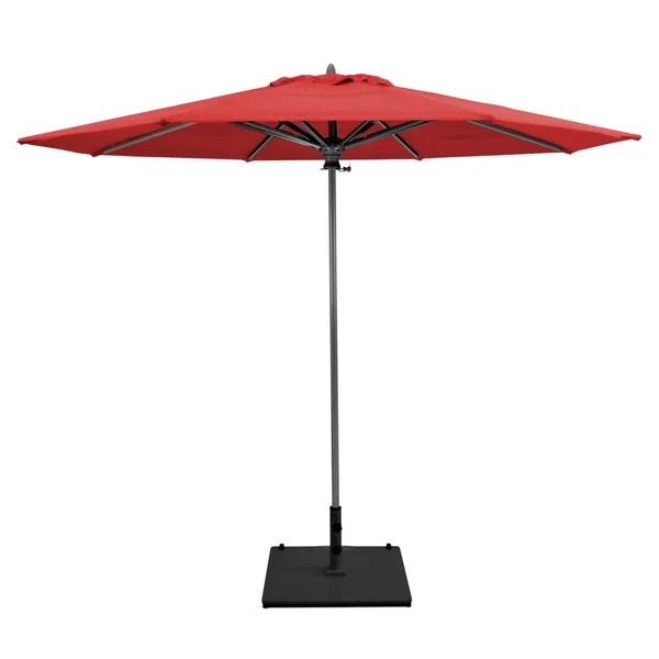 Galtech 9 Ft. Commercial Octagonal Aluminum Patio Market Umbrella W/ Push Lift - Antique Bronze Frame W/ Sunbrella Canvas Jockey Red Canopy