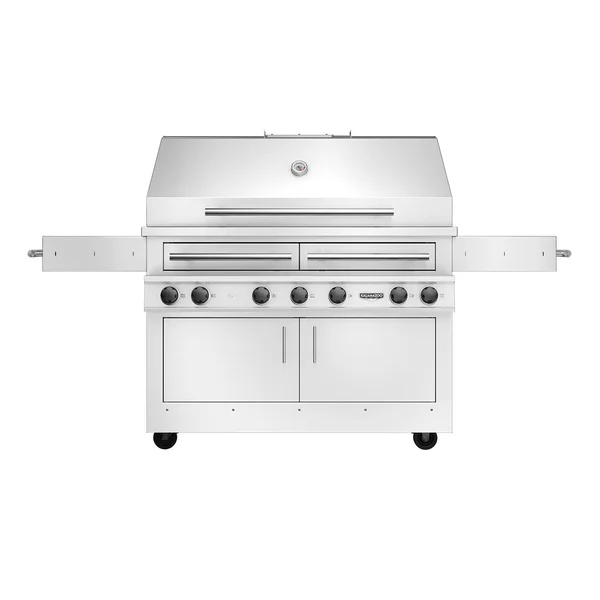 Kalamazoo K1000HT Hybrid Fire Four Burner Freestanding Bulk Propane Grill W/ Two Meat & Two Plancha Grill Surface Grates