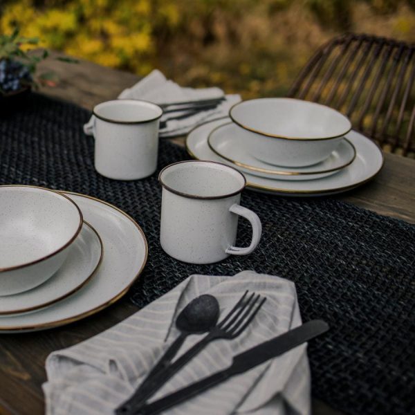 Barebones Living Enamel Dining Set - 16pc - Eggshell - BND-1342