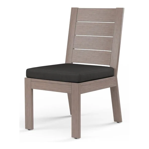 Laguna Aluminum Dining Side Chair w/ No Welt in Driftwood/Spectrum Carbon by Sunset West