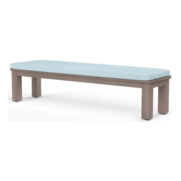 Laguna 72 Inch Aluminum Bench in Driftwood/Canvas Skyline by Sunset West