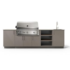 Urban Bonfire Mist 42 Outdoor Kitchen w/ Lynx Propane Grill, Sink, Danae Dekton Countertop & Clay Finish - B-Mist-42-Lynx-Danae-Clay