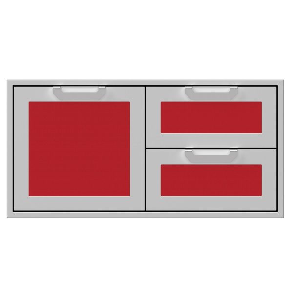Hestan 42-Inch Double Drawer And Single Storage Door Combo - Matador - AGSDR42-RD