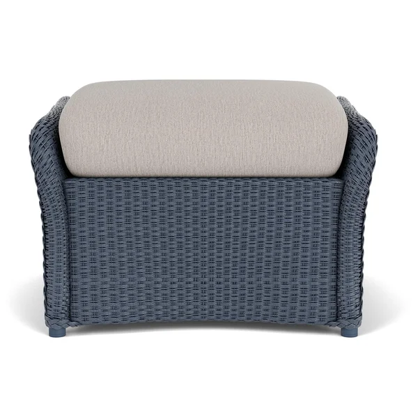 Weekend Retreat Lloyd Loom Ottoman in Denim Blue/Remy Cloud by Lloyd Flanders
