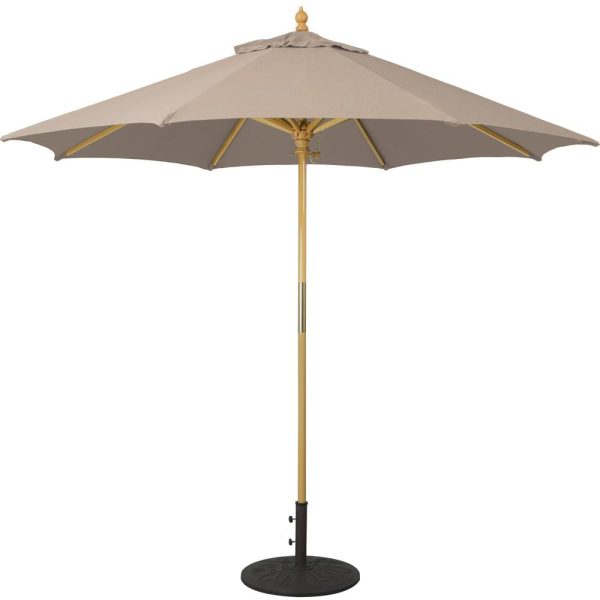 Galtech 9 Ft. Octagonal Hardwood Patio Market Umbrella W/ Push Lift - Light Wood W/ Sunbrella Canvas Camel Canopy