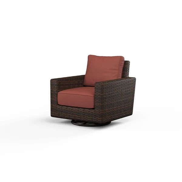 Montecito Wicker Patio Swivel Rocker Club Chair in Canvas Henna w/ Self Welt By Sunset West