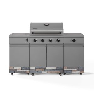 TYTUS Fresno Series Gunmetal Gray & Ash Stacked Stone Natural Gas Grill Island (Ships Propane w/ Conversion Kit)