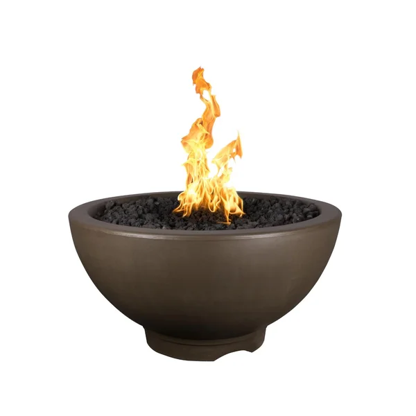 Sonoma 38 Inch Round GFRC Propane Fire Pit w/ Glow Plug in Chocolate by The Outdoor Plus