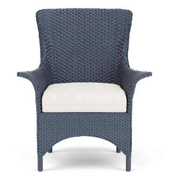 Mandalay Wicker Dining Arm Chair in Denim Blue/Sailcloth Salt By Lloyd Flanders