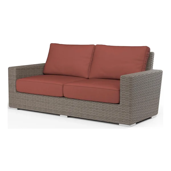 Coronado Wicker Loveseat in Driftwood/Canvas Henna by Sunset West