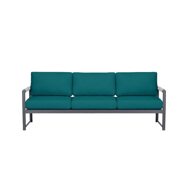 Avenue Bay 3 Person Aluminum Sofa in Slate/Spectrum Peacock by Lakeview Outdoor Designs