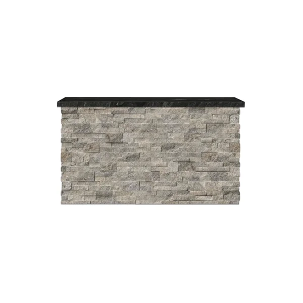 BBQGuys Signature 72 Inch 360 Degree Swivel Outdoor TV Lift Cabinet | Silver Travertine w/ Black Granite