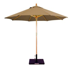 Galtech 9 Ft. Octagonal Hardwood Patio Market Umbrella W/ Pulley - Light Wood W/ Sunbrella Canvas Teak Canopy