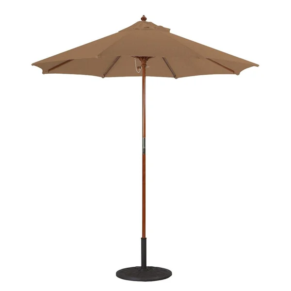 Galtech 7.5 Ft. Octagonal Hardwood Patio Market Umbrella W/ Push Lift - Dark Wood W/ Sunbrella Canvas Teak Canopy