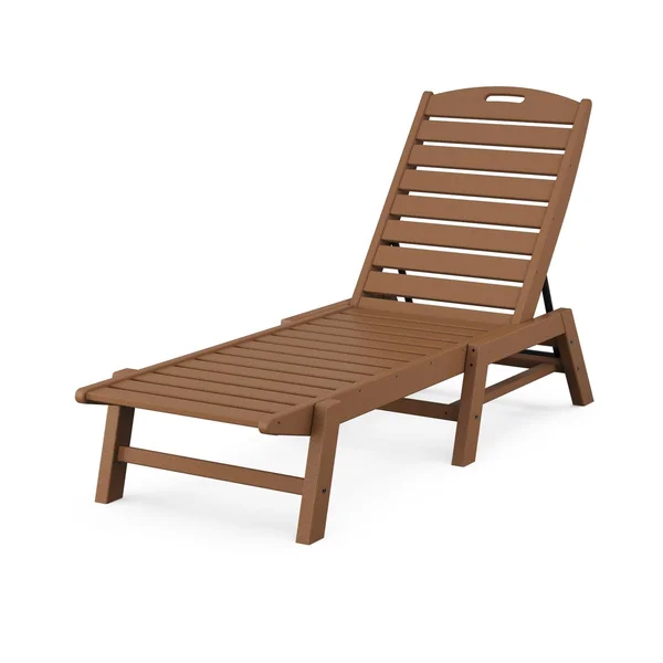 Nautical Recycled Plastic Armless Chaise Lounge in Teak by POLYWOOD