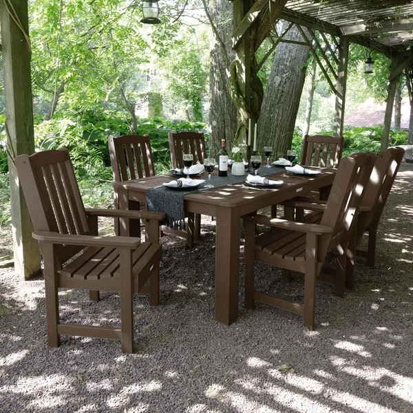 Hart Lane 7 Pc Recycled Plastic Rectangular Dining Set in Weathered Acorn by Lakeview Outdoor Designs