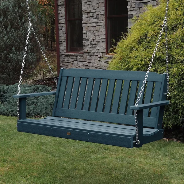 Hart Lane 5 Ft Recycled Plastic Porch Swing in Nantucket Blue by Lakeview Outdoor Designs
