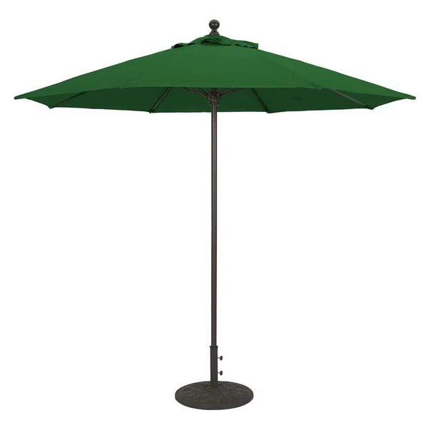 Galtech 9 Ft. Octagonal Aluminum Patio Market Umbrella W/ Push Lift - Antique Bronze Frame W/ Sunbrella Canvas Forest Green Canopy