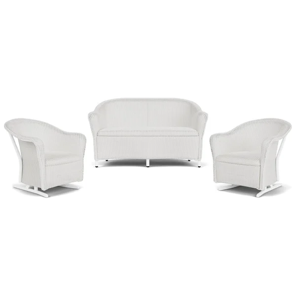 Reflections 3 Pc Lloyd Loom Seating Set w/ Rocking Chairs in Matte White by Lloyd Flanders