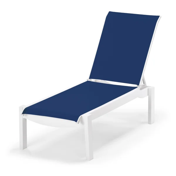 Leeward MGP Chaise Lounge in Textured Snow/Cobalt by Telescope Casual