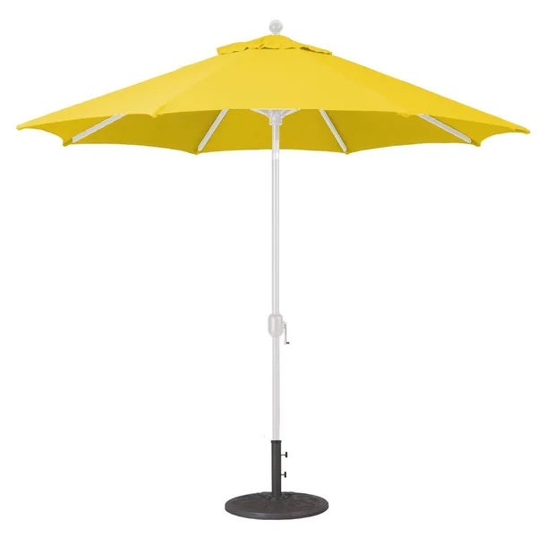 Galtech 9 Ft. Octagonal Aluminum Patio Market Umbrella W/ Crank Lift And Deluxe Auto Tilt - White Frame W/ Sunbrella Canvas Sunflower Yellow Canopy