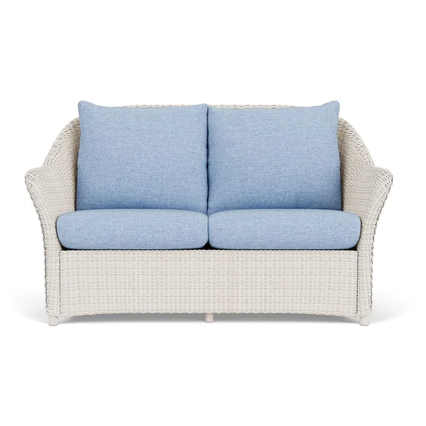 Weekend Retreat Lloyd Loom Loveseat in Antique White/Demo Skyway by Lloyd Flanders