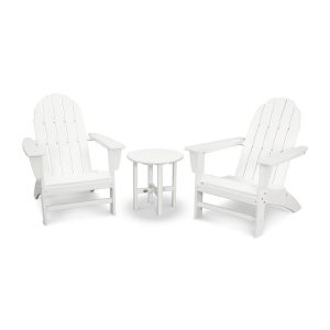 Vineyard 3 Pc Recycled Plastic Adirondack Seating Set in White by POLYWOOD