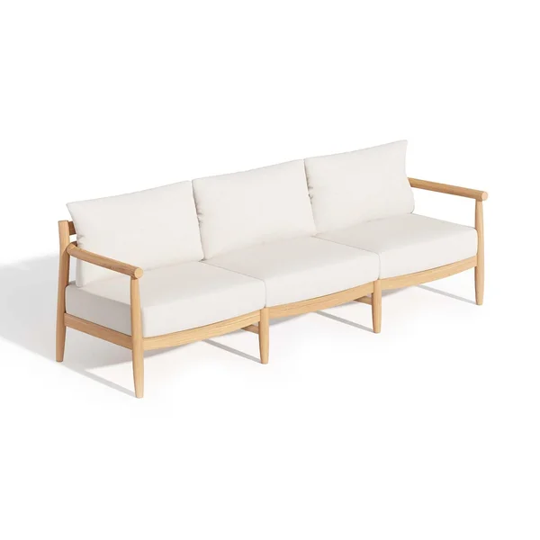 Lido Teak Sofa in Bliss Linen by Oxford Garden