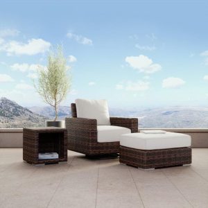 Montecito 3 Pc Wicker Seating Set in Cognac/Canvas Flax by Sunset West