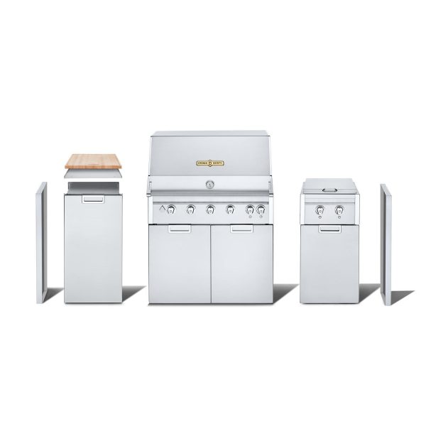 Crown Verity Infinite Series 36-Inch Propane Grill Modular Island Bundle W/Storage Cabinet W/Cutting Board, & Sideburner - IGM36LP
