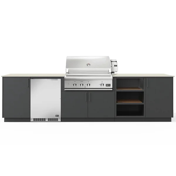 Urban Bonfire Taiga 36 Outdoor Kitchen w/ DCS Propane Grill, Refrigerator, Danae Dekton Countertop & Anthracite Finish - B-Taiga-36-DCS-Danae-Anthracite