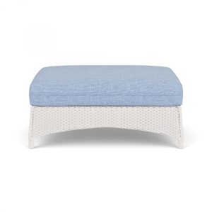 Mandalay Lloyd Loom Large Ottoman in White/Demo Skyway by Lloyd Flanders