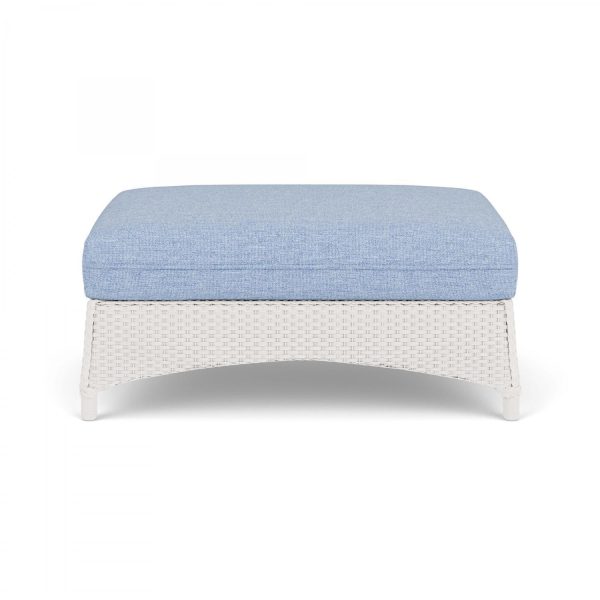Mandalay Lloyd Loom Large Ottoman in White/Demo Skyway by Lloyd Flanders