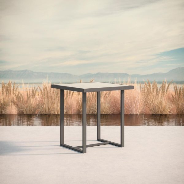 Pavia 35 Inch Charcoal Aluminum Counter Table W/ Albarium Dekton Top By Azzurro Living