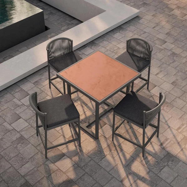 Catalina 5 Piece Bar Set W/ Umber Dekton Table Top By Azzurro Living