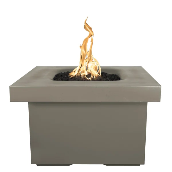 Ramona 36 Inch Square GFRC Natural Gas Fire Pit Table w/ Glow Plug in Ash by The Outdoor Plus