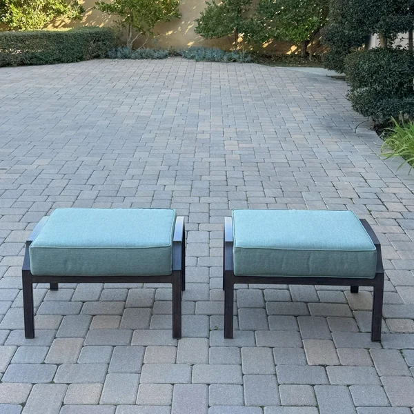 Atlantis 2 Pc Aluminum Ottoman Set in Walnut/Spa by Darlee