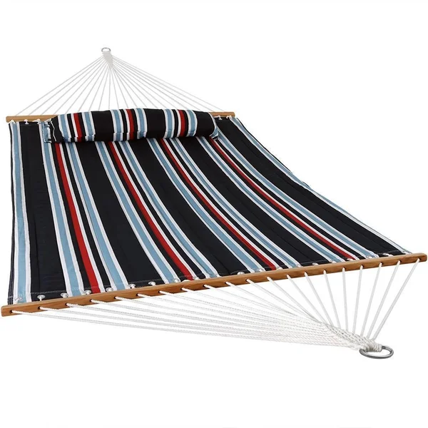 Ultimate Patio Quilted Double Hammock w/ Pillow - Nautical Stripe