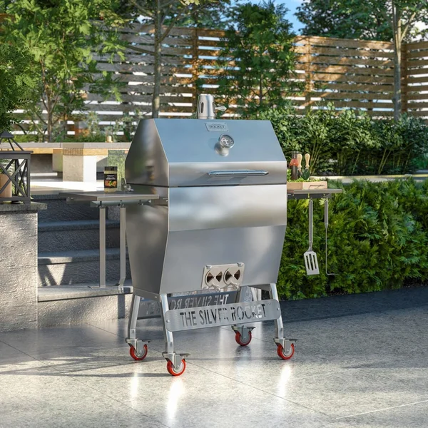 Rocket Outdoors Medium Silver Rocket Kamado Grill - MDSRF
