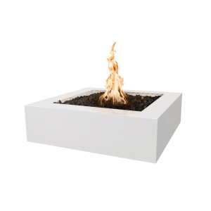 Quad 36 Inch Square GFRC Propane Fire Pit w/ Glow Plug in Limestone by The Outdoor Plus