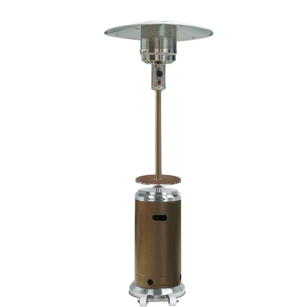 AZ Patio Heaters 41,000 BTU Propane Gas Patio Heater With Table - Stainless Steel And Hammered Bronze - HLDS01-SSHGT